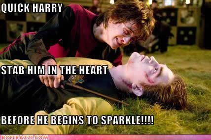 Quick, Harry! Stab him in the heart before he begins to sparkle! Pictures, Images and Photos