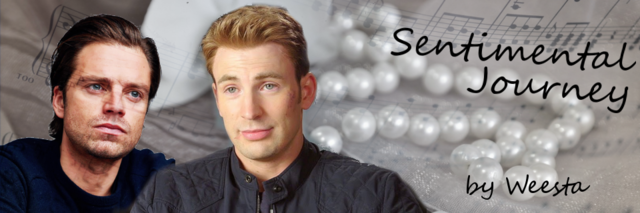  photo of steve and bucky with sheet music in the background