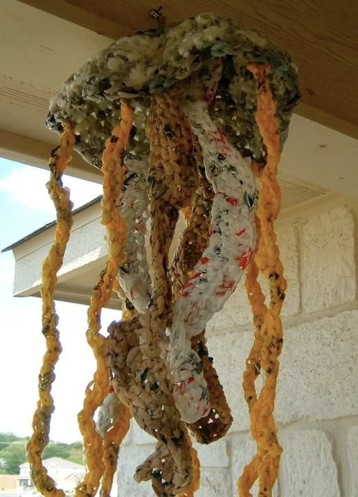 Crocheted grocery bag shoes! (Now with an attempt at a tute