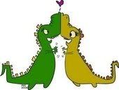 Cute Dinosaurs Kissing