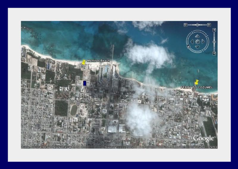 map of seacoast, mamitas beach condos in Playa del Carmen