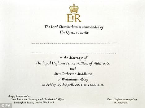 official royal wedding invite. The Official Royal Wedding