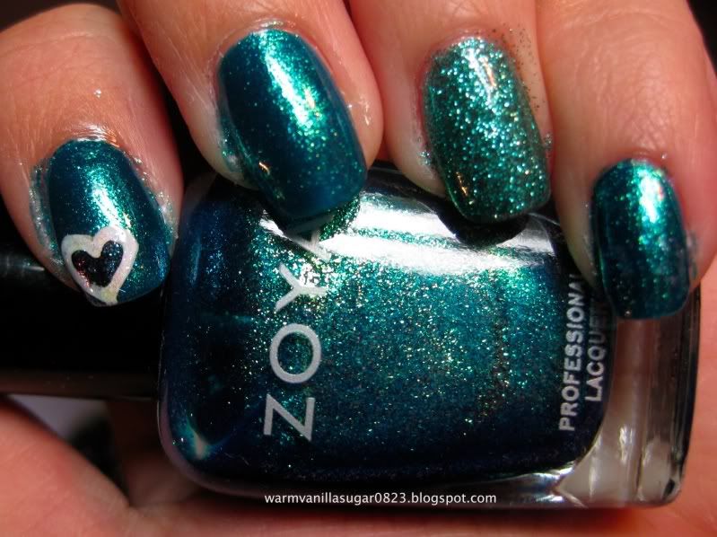 Zoya Charla,Nubar Teal Glitter,warmvanillasugar0823,Nail Art,Teal
