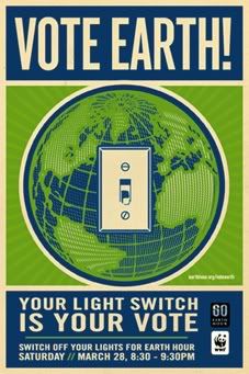 earth hour, switch off your lights for one hour to cast your vote