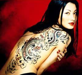 Sexy Beautiful Girl full body of dragon tattoo