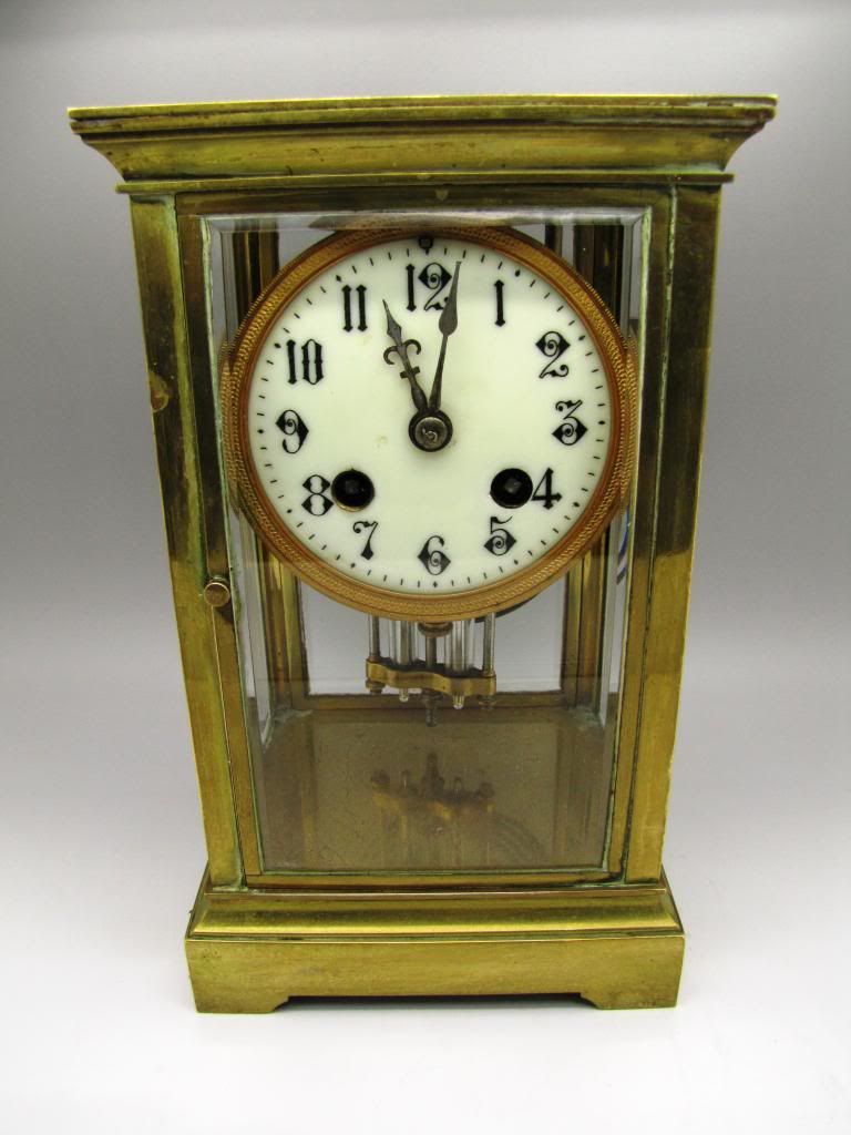 Antique Brass Mantel Clock Mercury Pendulum Ansonia Type Regulator