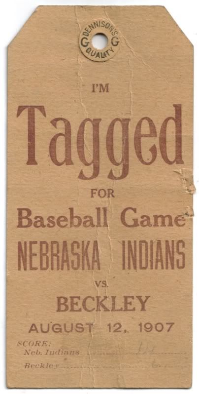 1907 Nebraska Indians Ticket