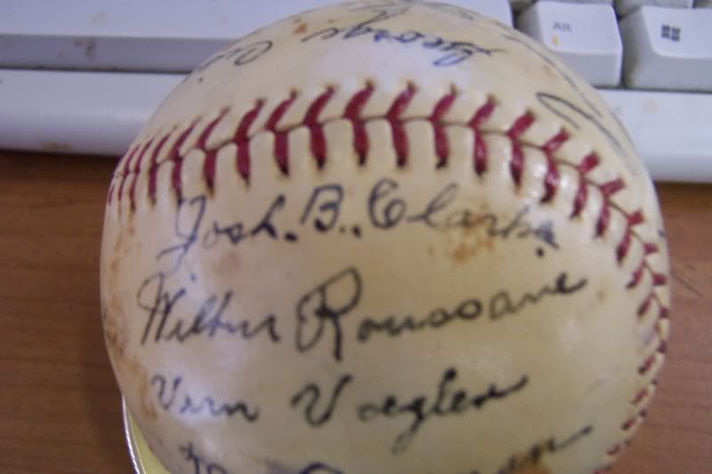 Josh Clarke Autograph on 1937 Clinton Owls Ball