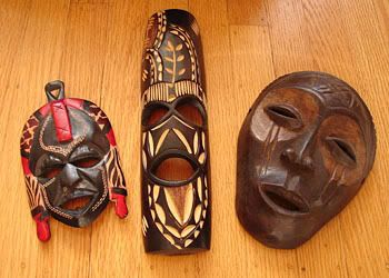 A sample of African masks Shag & Scoob could wear to hide from rummies and rhosts.