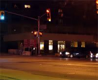 Abandoned Tim Hortons with lights on for Earth Hour.