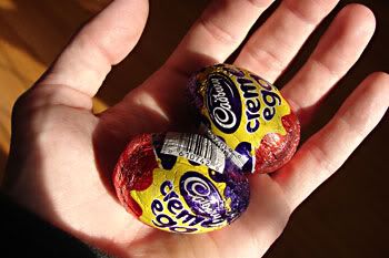 Traditional Red & Purple creme eggs.