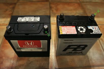 Honda's two different 151 batteries with reversed terminals.