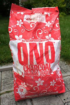 Ono charcoal from Hawaii. I hope it doesn't infuse my burgers with pineapple flavour.