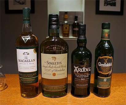 The line up for my first scotch party.