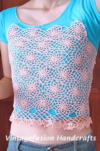 trying on and testing crochet motif top