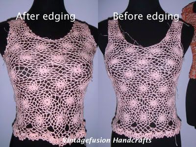 comparison of pre and post neckline edging