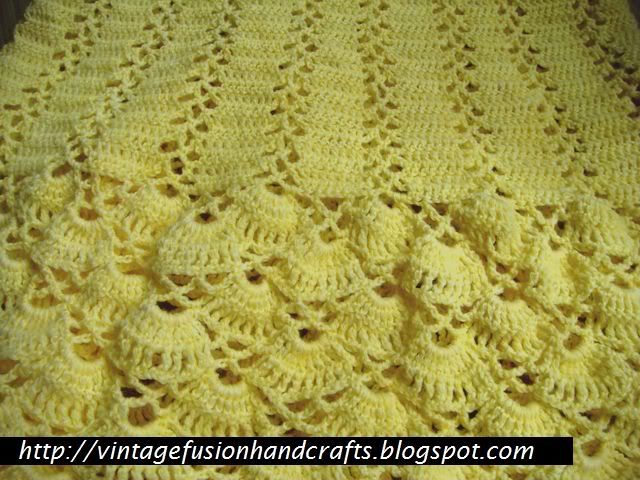fan and feather crochet stitch pattern close up