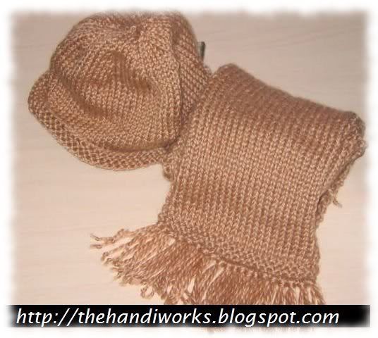hand knit hat and muffler set