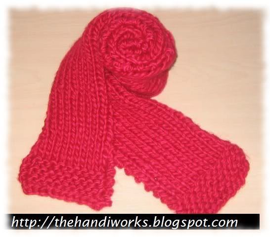 chunky quick hand knit red scarf