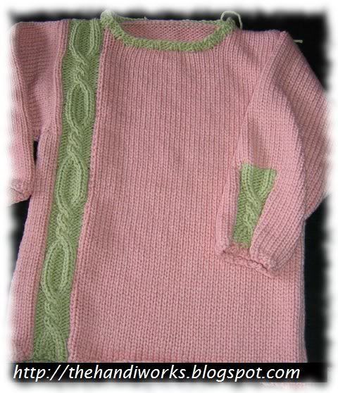 custom design hand knit two tone cabled sweater