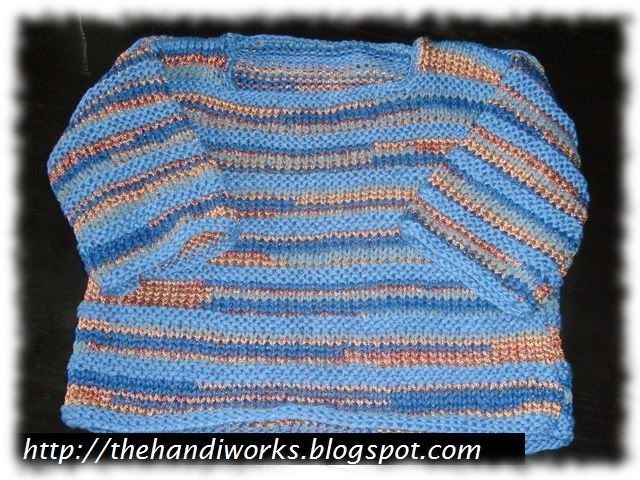 simple garter hand knit baby pullover by Singapore knitting beginner