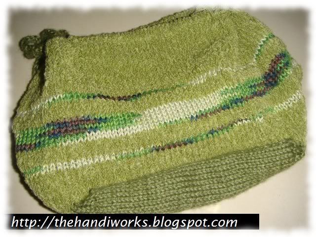 Singapore hand knit drawstring pouch bag