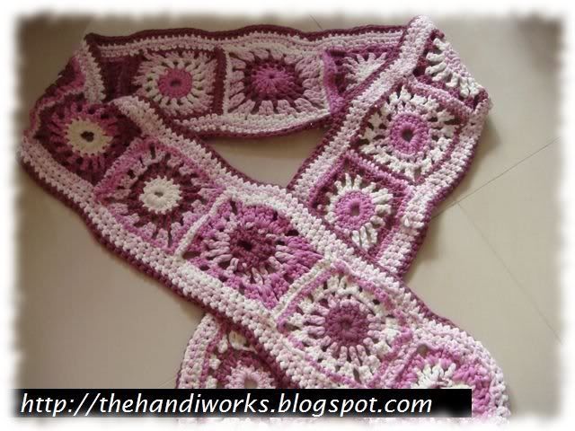 Singapore hand crochet granny square scarf 