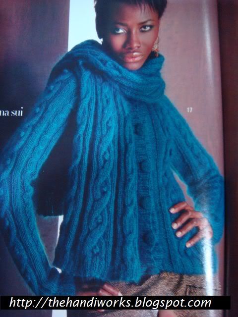 Anna Sui knitted cabled cardigan knitting pattern