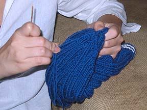 seaming to form a beanie hat