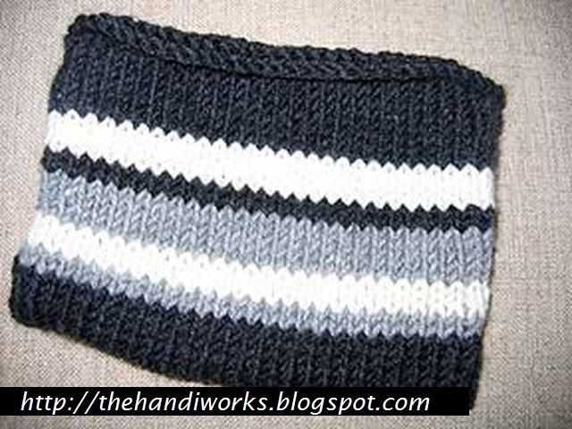 striped knitted pouch