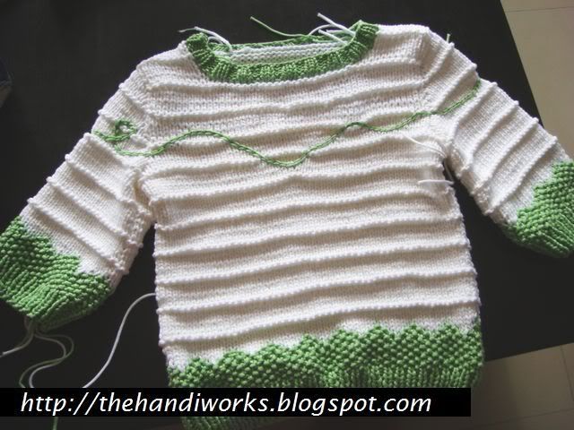 duplicate stitch bee on handknit sweater