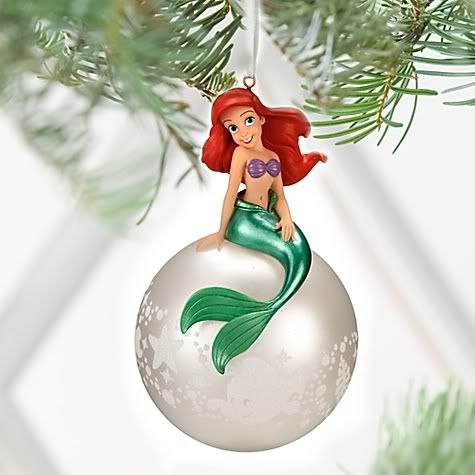 Disney Flounder Sebastian Christmas Little Mermaid Ariel Glass Ball Ornament