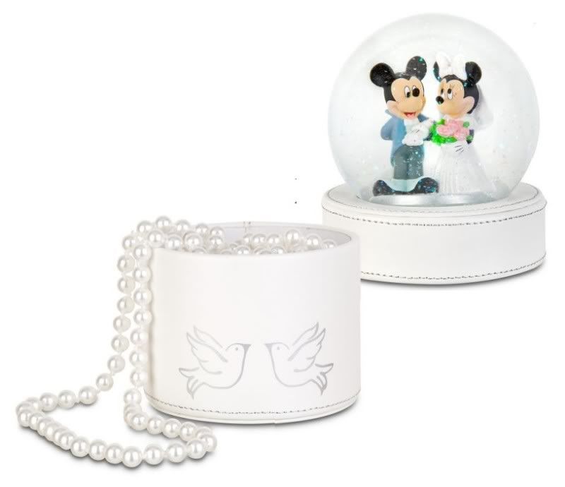 Disney Wedding Present Bride Groom MICKEY & MINNIE MOUSE SNOWGLOBE 