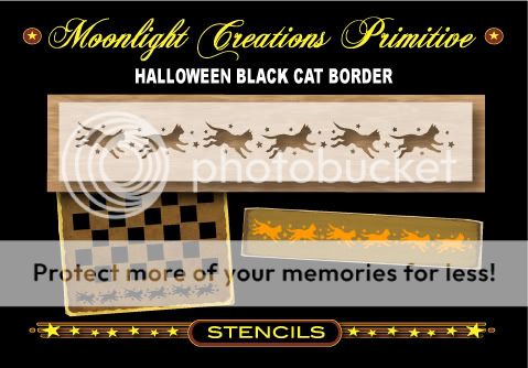 Halloween Stencil ~ Halloween Black Cat Border  